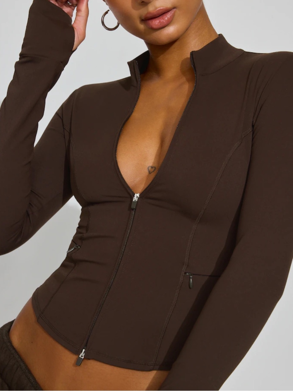 Garage Brown Seamed Active Top